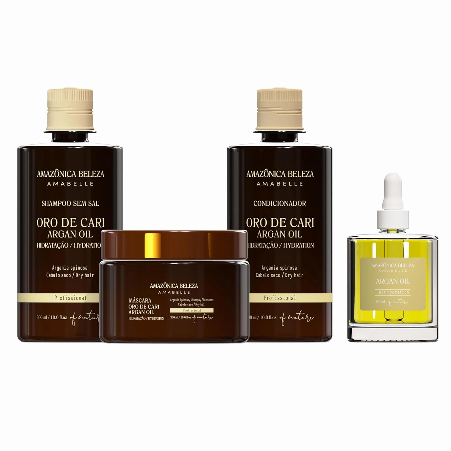 Oro de Cari Deep Hydration Kit   100% Pure Argan Oil, Repair and Strengthens Hair, Complete Hair Nourishment and Hydration (Shampoo, Conditioner, Mask: 10.1 Oz Each, Argan Oil: 2 Oz)