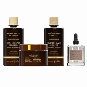 Oro de Cari Deep Hydration Kit   100% Pure Coconut Oil, Complete Hair Nourishment and Hydration (Shampoo, Conditioner, Mask: 10.1 Oz Each, Coconut Oil: 2 Oz)