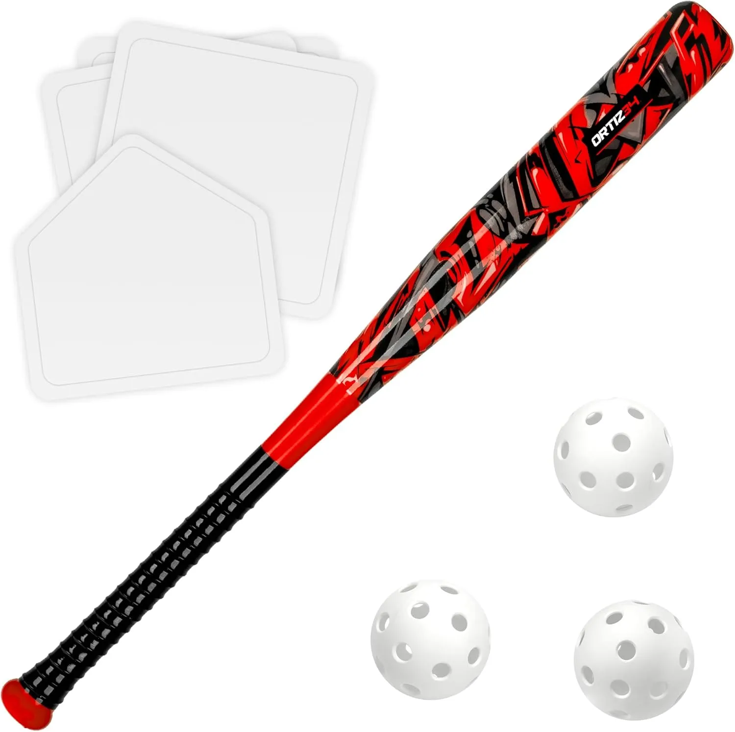 Ortiz34 Grand Slam Set- Graffiti Plastic Bat, 3 Balls, 4 Throw Down Bases