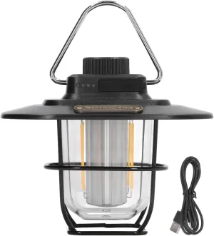 Outdoor Camping Light, Camping Lantern Rechargeable Battery Powered Outdoor Potable Walking Tent Lamp Failure Emergency Light-Black