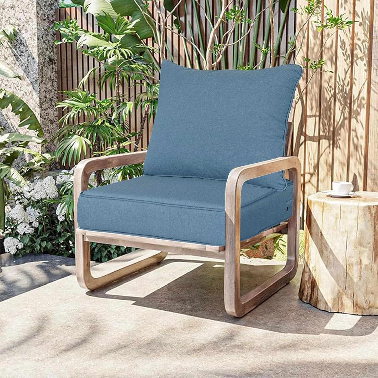 Outdoor/Indoor 24x24 inch Deep Seat Patio Cushions Set of 2 Resilient Foam Filling Water Repellent Stain-Resistant UV Resistant Weather Resistant Patio Cushions Beige