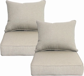 Outdoor/Indoor 24x24 inch Deep Seat Patio Cushions Set of 2 Resilient Foam Filling Water Repellent Stain-Resistant UV Resistant Weather Resistant Patio Cushions Riverbed