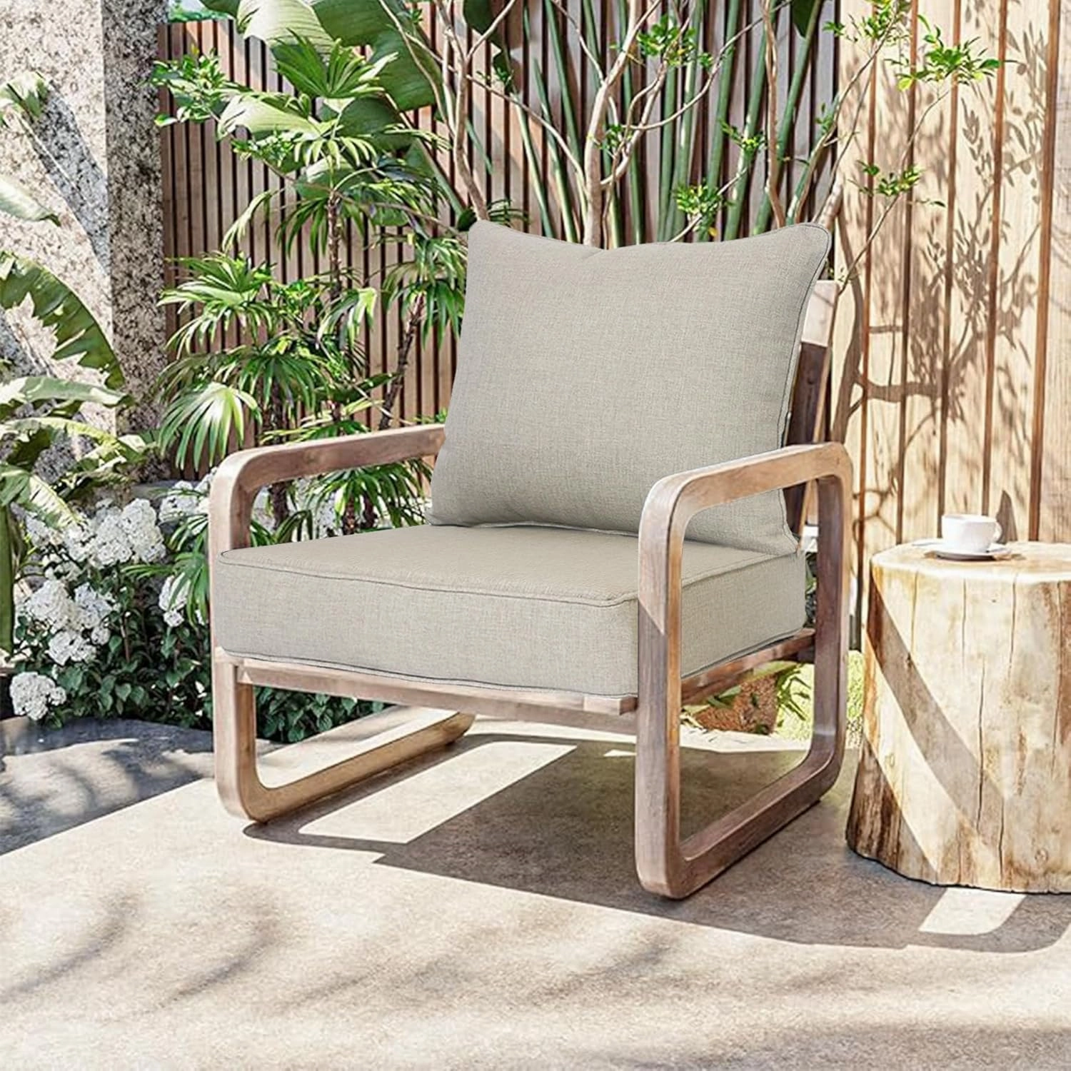 Outdoor/Indoor 24x24 inch Deep Seat Patio Cushions Set of 2 Resilient Foam Filling Water Repellent Stain-Resistant UV Resistant Weather Resistant Patio Cushions Riverbed