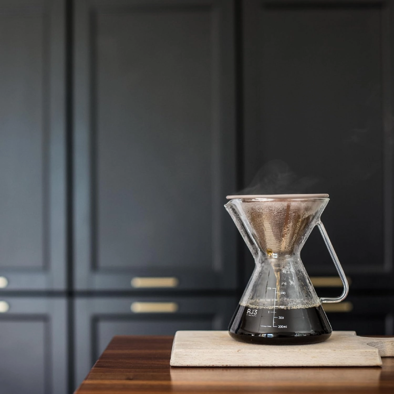 ovalware Pour Over Coffee Dripper Maker - (17oz / 0.5L) Unlock New Flavors with Paperless Stainless Steel Filter, Precision Measuring Cup and Carafe