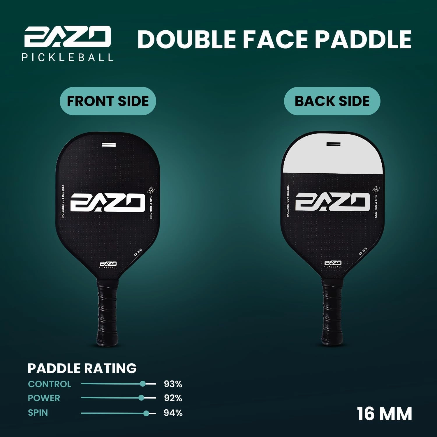 Paddles – Professional Pickleball Paddles 14MM & 16MM Pickleball Paddle with Fiberglass Surface – with Anti-Grip Handle, Edge Shield Black/White/Pink