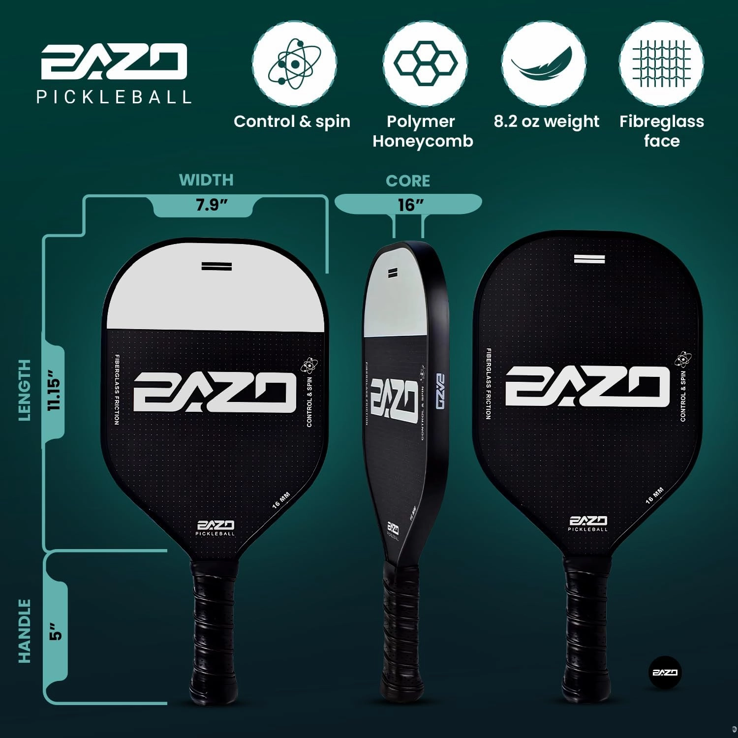 Paddles – Professional Pickleball Paddles 14MM & 16MM Pickleball Paddle with Fiberglass Surface – with Anti-Grip Handle, Edge Shield Black/White/Pink
