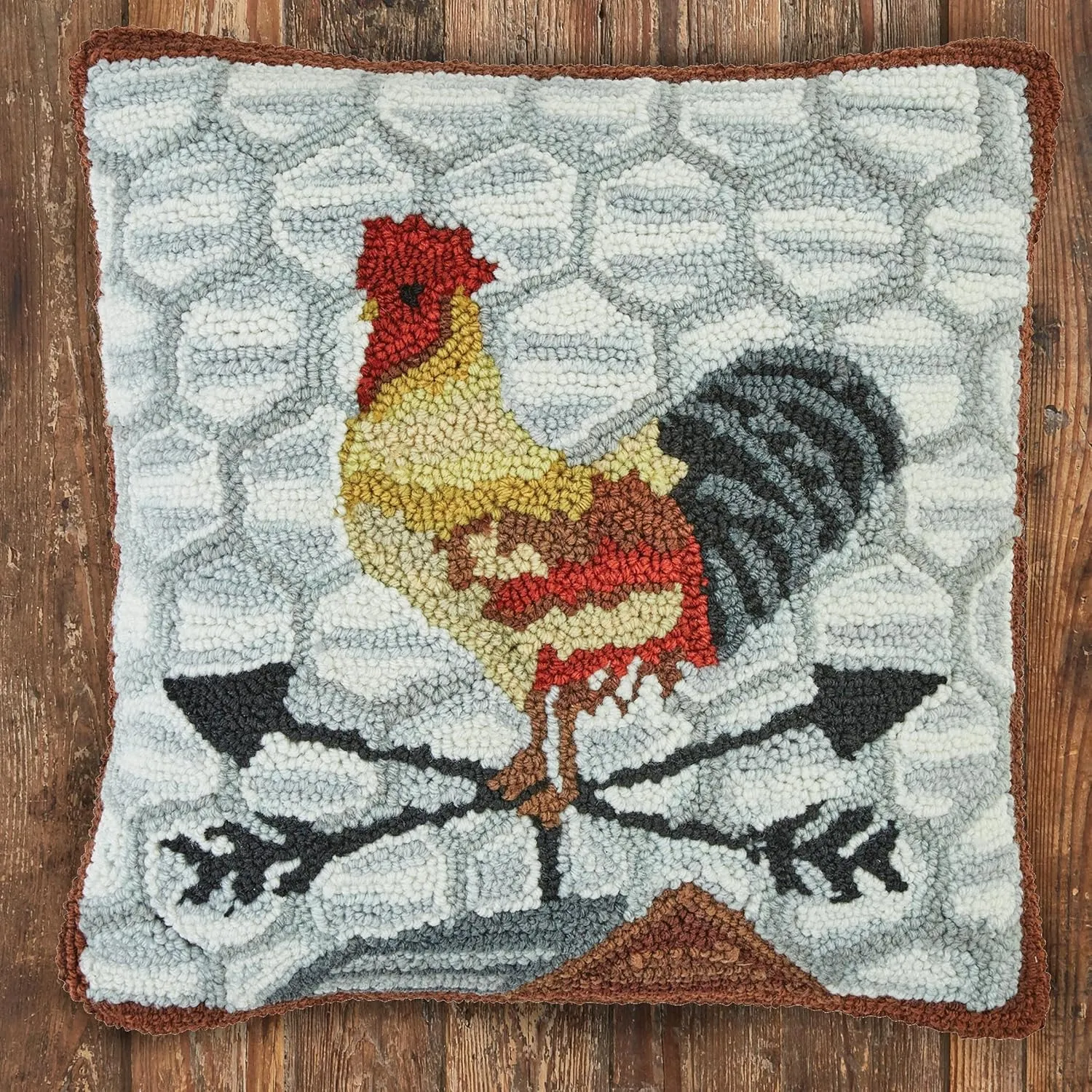 Park Designs Break of Day Rooster Hooked Pillow Cover 18"