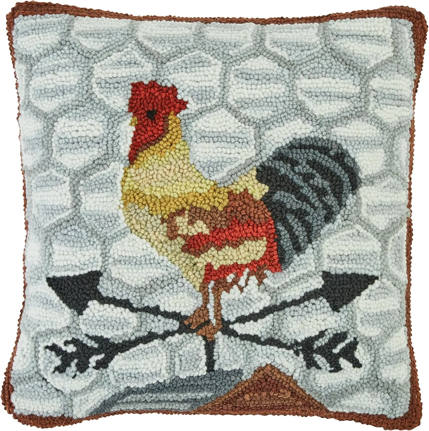 Park Designs Break of Day Rooster Hooked Pillow Cover 18"