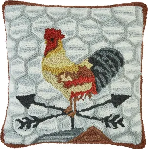 Park Designs Break of Day Rooster Hooked Pillow Cover 18"