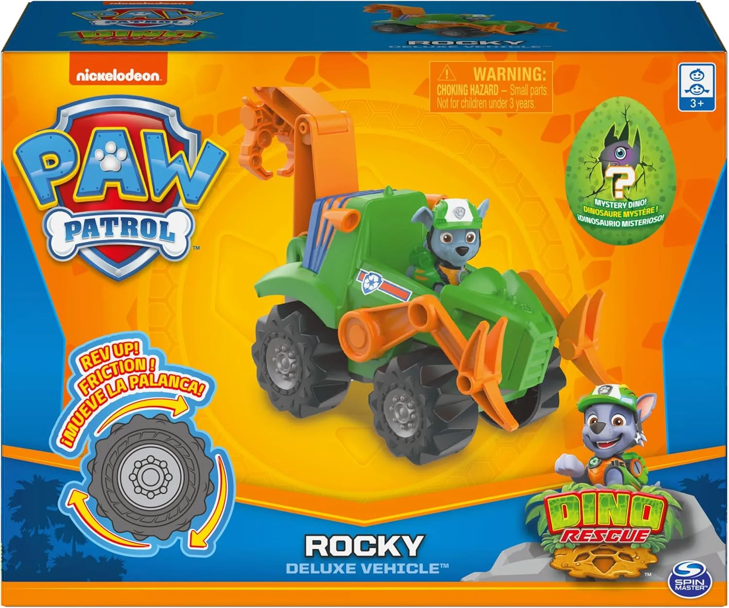 Paw Patrol, Dino Rescue Rocky’s Deluxe Rev Up Vehicle with Mystery Dinosaur Figure