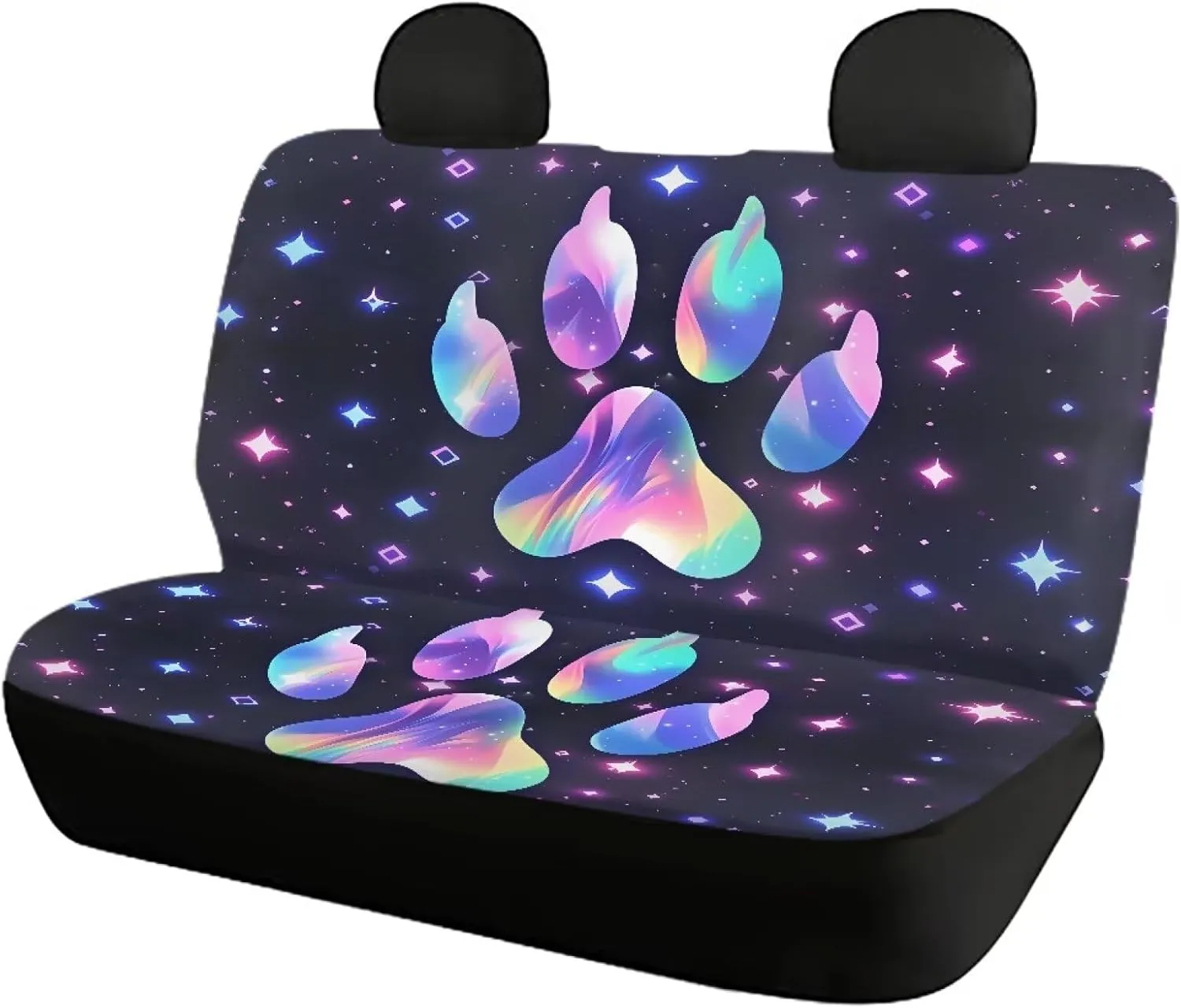 Paw Print Fashion Car Seat Covers Set Full Set Patriotic Comfort Front Back Car Seats Quick Setup Elastic Straps