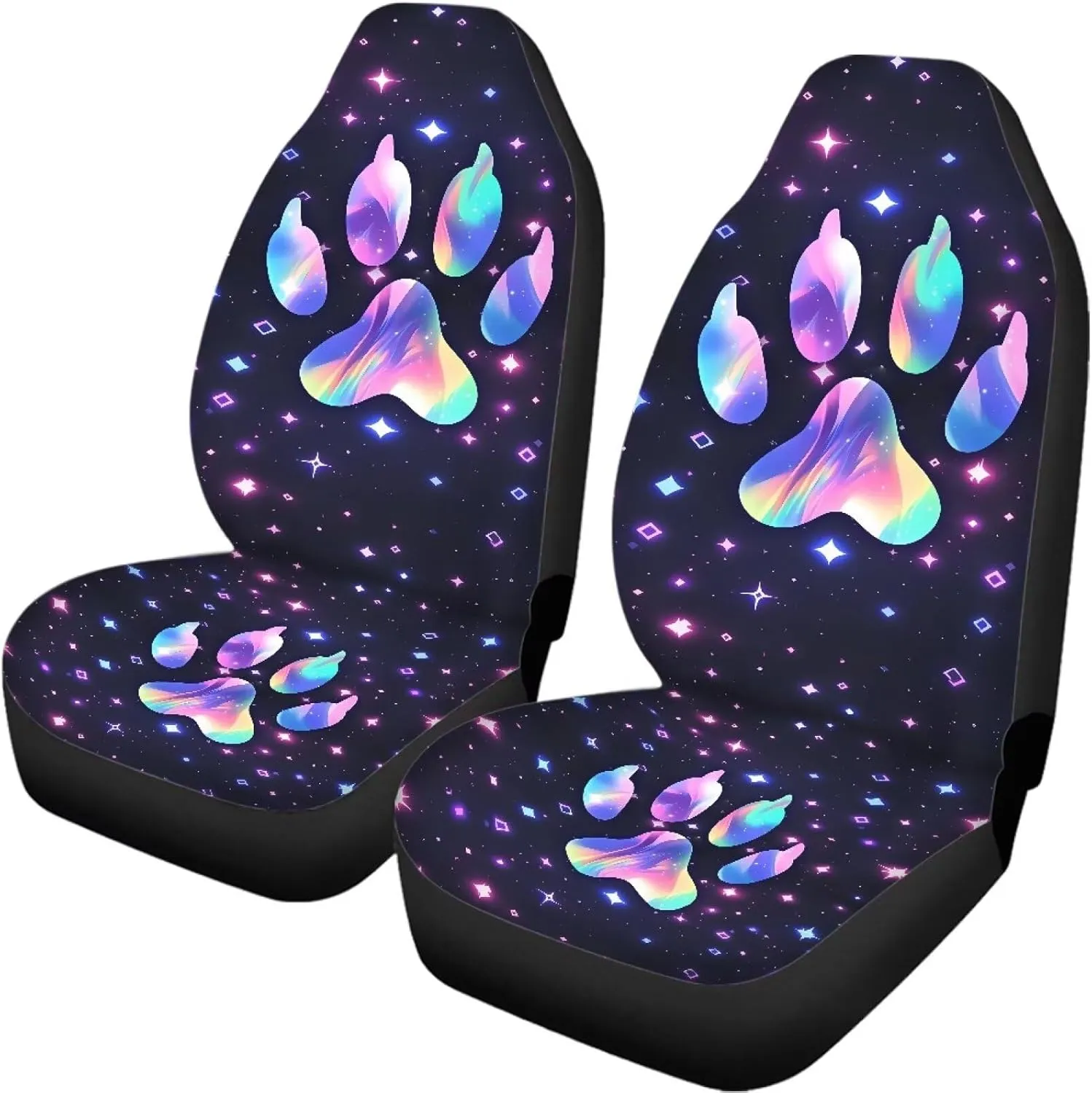 Paw Print Fashion Car Seat Covers Set Full Set Patriotic Comfort Front Back Car Seats Quick Setup Elastic Straps