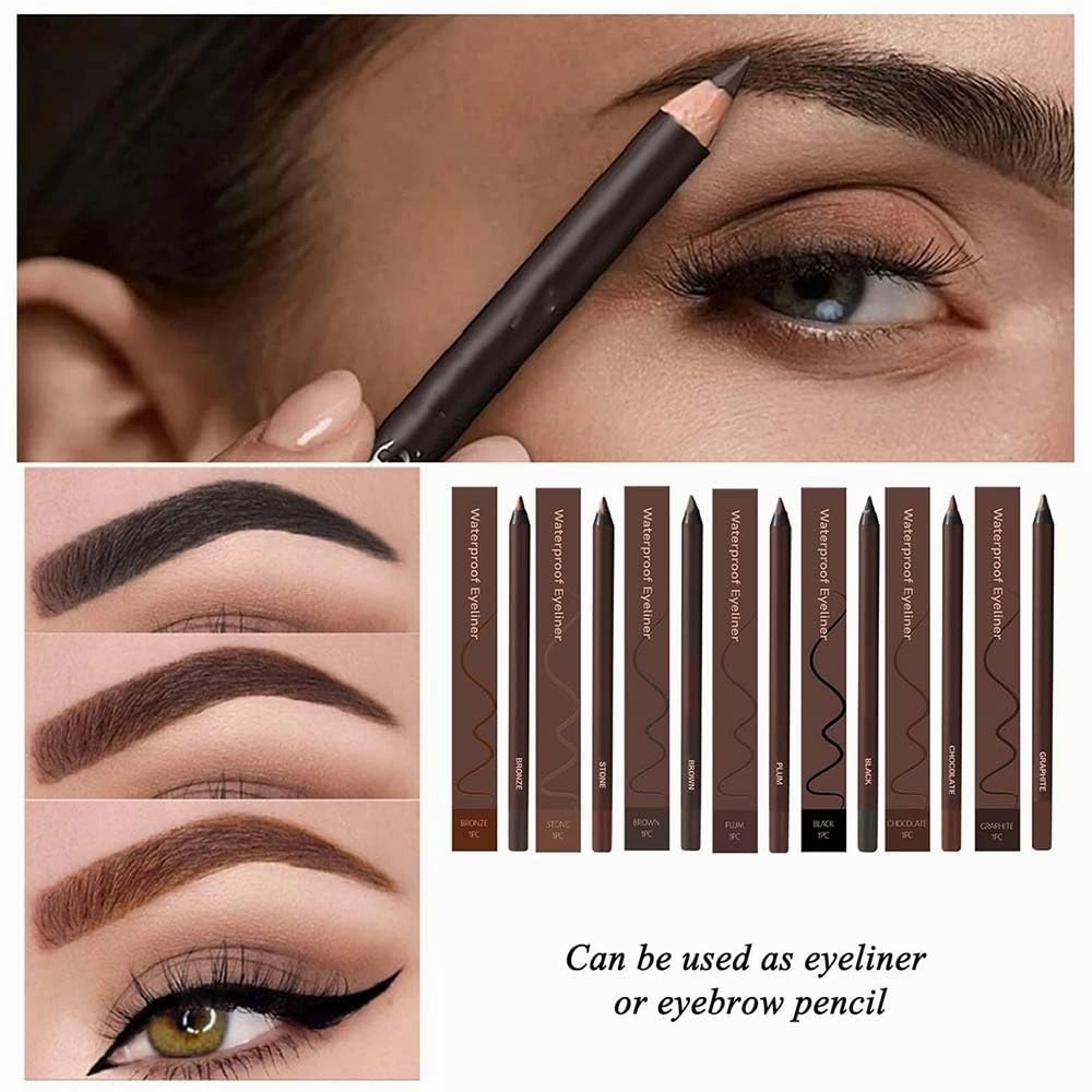 Persona Eyeliner Pencil Waterproof, Occasionalous 24 Hr Long-Lasting Gel Duo Sharpenable Eyeliner Pen with Sharpener, 2in1 Smudge-Proof Eye Liner and Eyebrow Pencil, Eye Makeup Tool (Chocolate)
