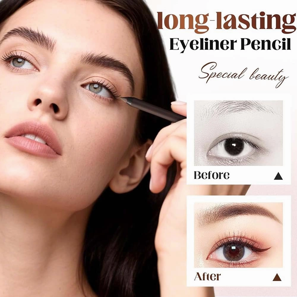 Persona Eyeliner Pencil Waterproof, Occasionalous 24 Hr Long-Lasting Gel Duo Sharpenable Eyeliner Pen with Sharpener, 2in1 Smudge-Proof Eye Liner and Eyebrow Pencil, Eye Makeup Tool (Chocolate)