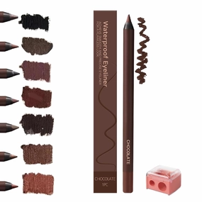 Persona Eyeliner Pencil Waterproof, Occasionalous 24 Hr Long-Lasting Gel Duo Sharpenable Eyeliner Pen with Sharpener, 2in1 Smudge-Proof Eye Liner and Eyebrow Pencil, Eye Makeup Tool (Chocolate)