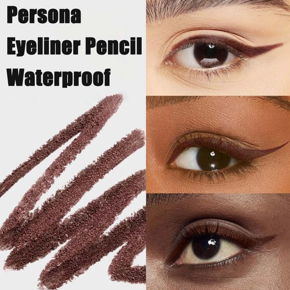 Persona Eyeliner Pencil Waterproof, Occasionalous 24 Hr Long-Lasting Gel Duo Sharpenable Eyeliner Pen with Sharpener, 2in1 Smudge-Proof Eye Liner and Eyebrow Pencil, Eye Makeup Tool (Chocolate)