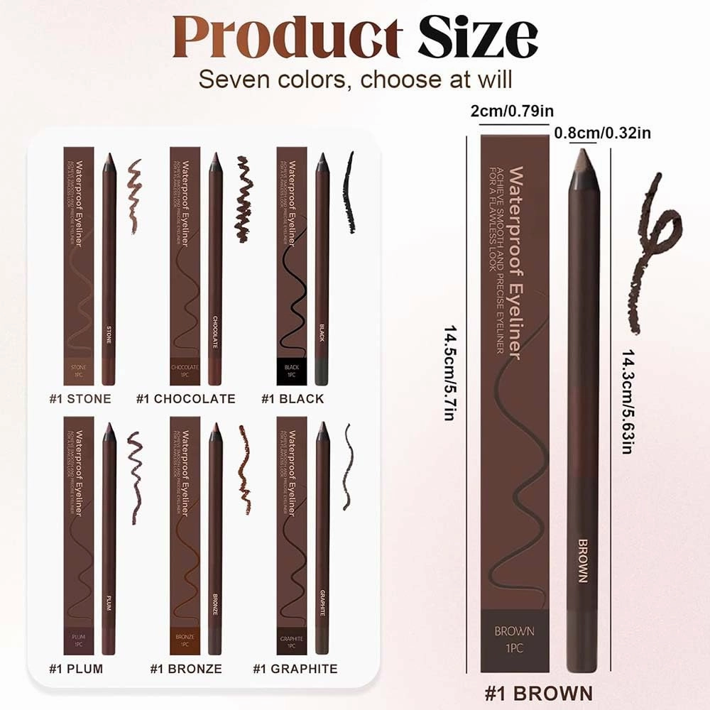 Persona Eyeliner Pencil Waterproof, Occasionalous 24 Hr Long-Lasting Gel Duo Sharpenable Eyeliner Pen with Sharpener, 2in1 Smudge-Proof Eye Liner and Eyebrow Pencil, Eye Makeup Tool (Chocolate)