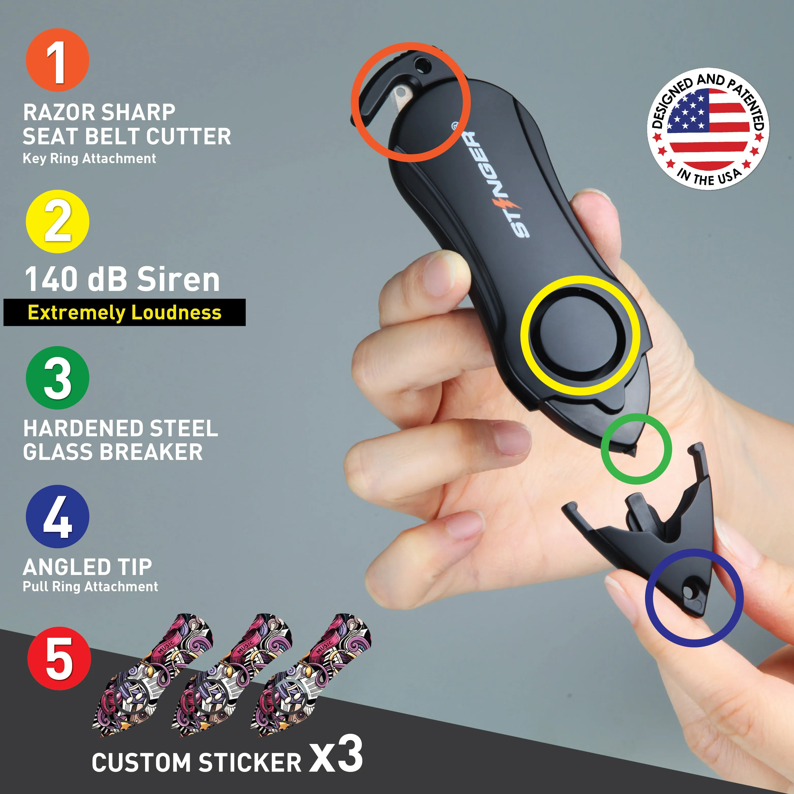 Personal Alarm Keychain Safety Emergency Tool (Music)