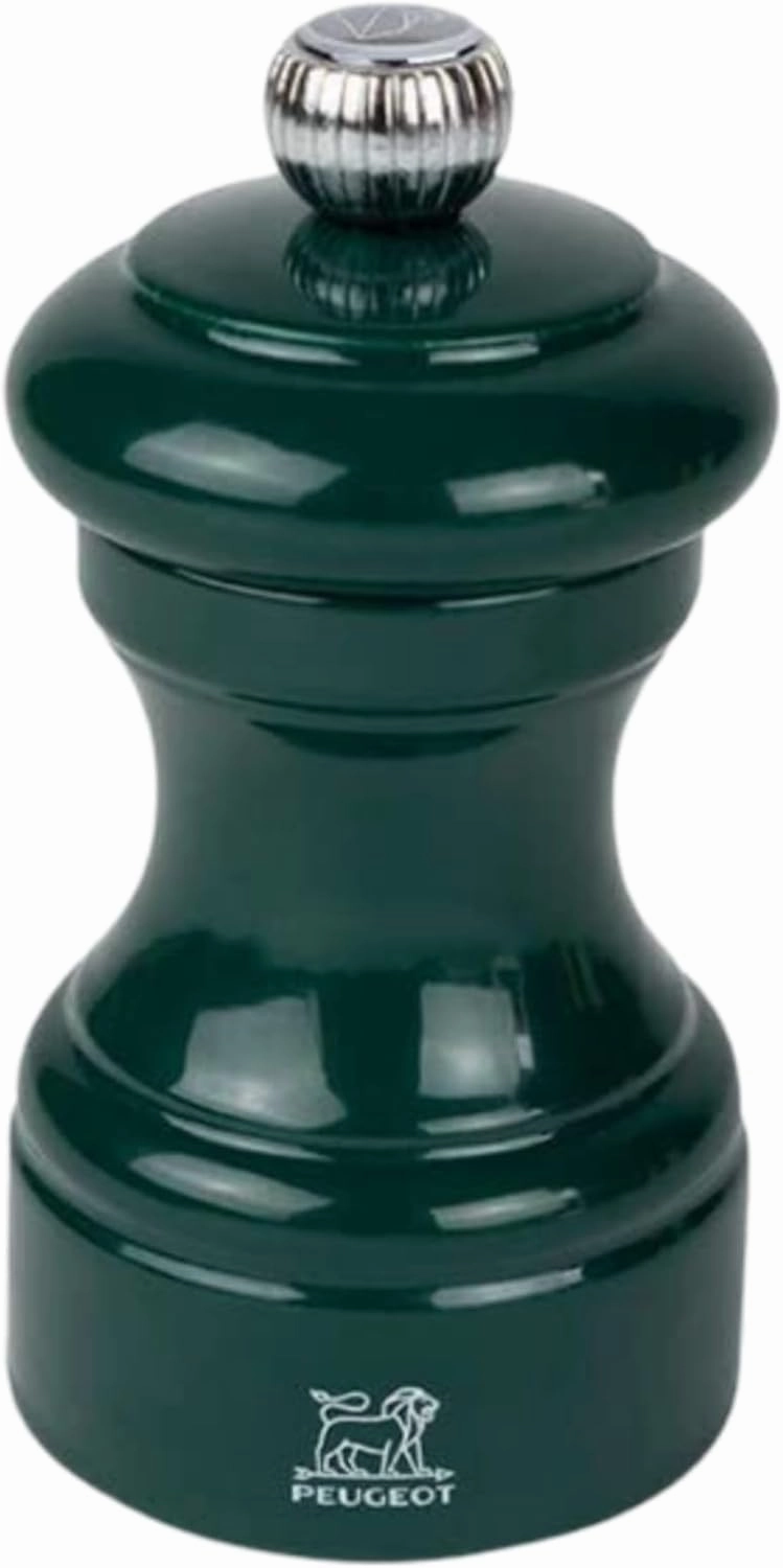 Peugeot Bistro Pepper and Salt Mill Set, 4in - Beechwood Mills with Adjustable Grinding - For Peppercorns and Rock Salt, Corrosion-Resistant - Essential Kitchen Tools (Blue/Green)