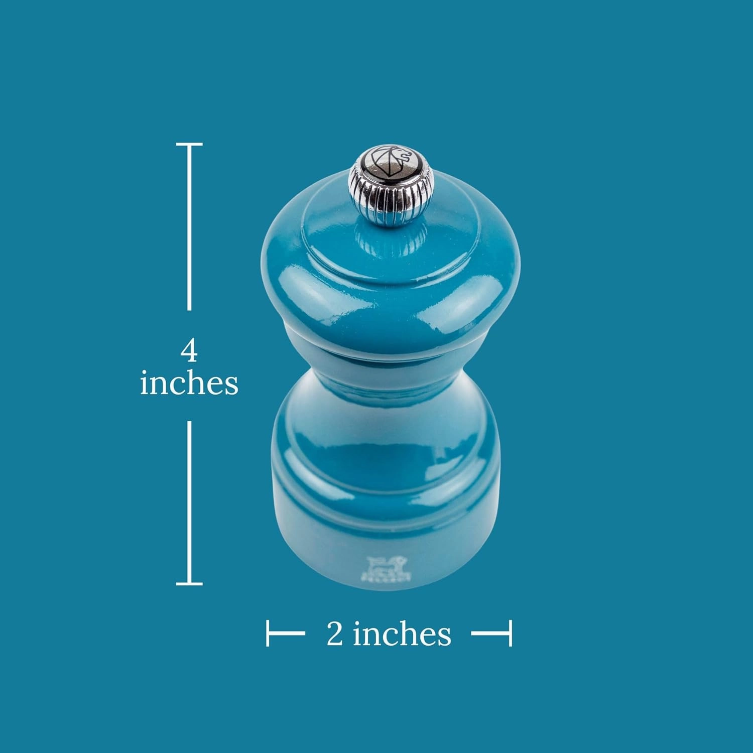 Peugeot Bistro Pepper and Salt Mill Set, 4in - Beechwood Mills with Adjustable Grinding - For Peppercorns and Rock Salt, Corrosion-Resistant - Essential Kitchen Tools (Blue/Green)