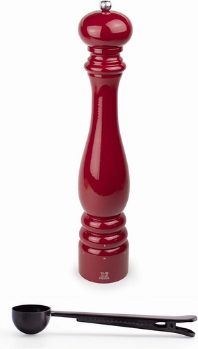 Peugeot Paris u'Select 16-inch Pepper Mill Gift Set, Passion Red - With Stainless Steel Spice Scoop/Bag Clip