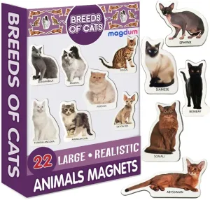 Photo Cats Breeds- Animal Magnets for Kitchen -Real Large Fridge Magnets for Toddlers- Magnetic Educational Toys Baby 3 Year Old Baby - Learning Magnets for Kids- Kid Magnets Magnetic Theatre
