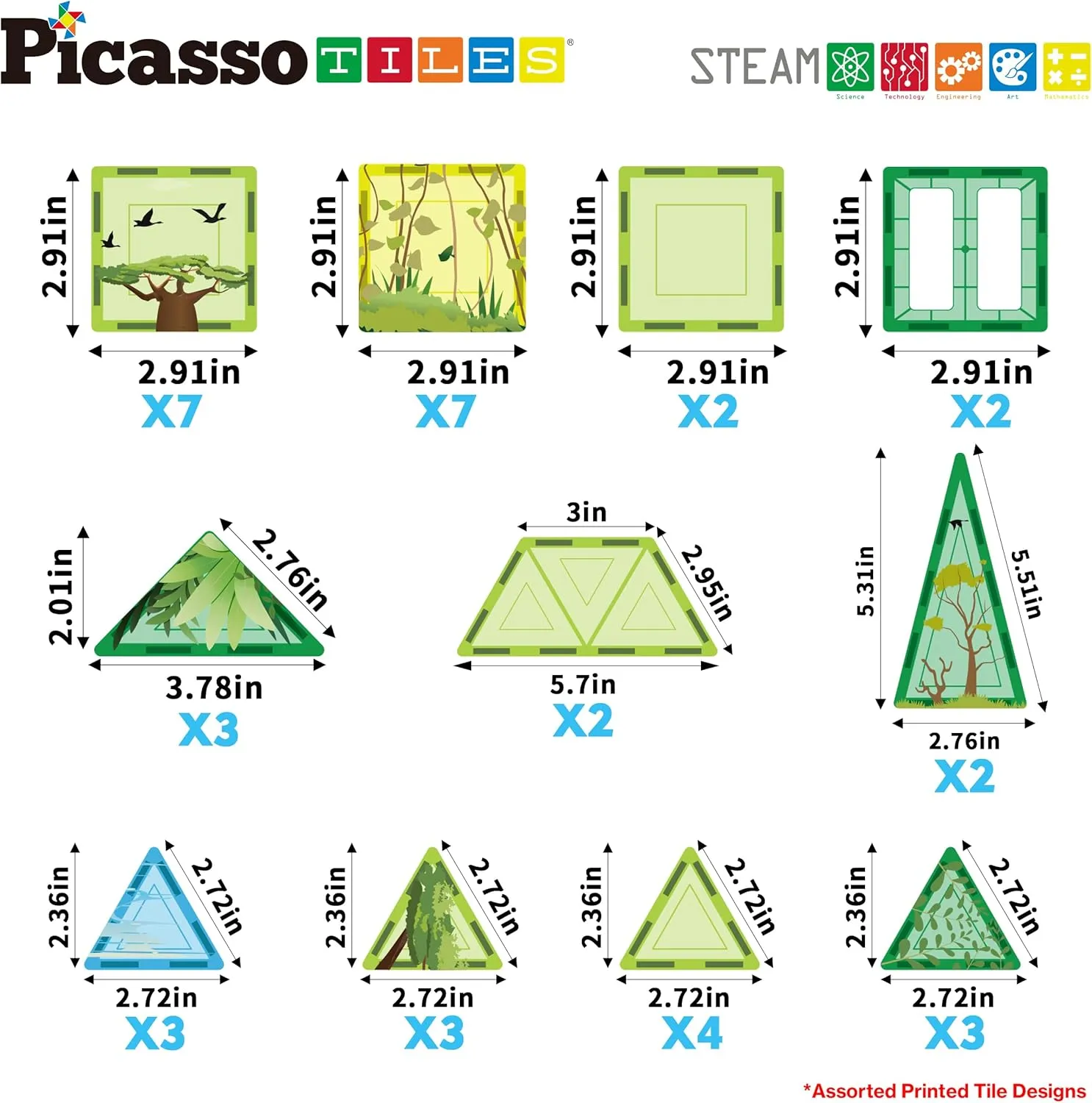 PicassoTiles Magnet Tile Building Block Safari Themed Set with 8 Compatible Magnetized Animal Action Figures Build Blocks Toddler Creativity Toys STEAM Educational Learning Skills Ages 3  PTQ12
