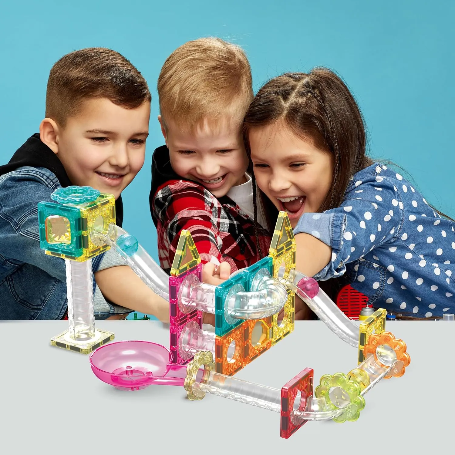 PicassoTiles Magnet Tiles Building Block Travel Size Magnetic Marble Run Construction Toy Set Mini Diamond Marble Racetrack Building Blocks Playset Education STEM Learning Kit Boy Girl 3  PTMG45