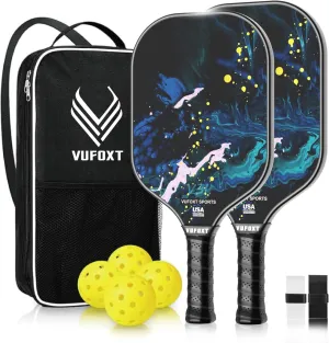 Pickleball Paddles Set of 2/4, USAPA Approved 99.99% Carbon Fiber Surface Pickleball Sets PP Honeycomb Core Pickleball Rackets, Lightweight Paddles with 4/6 Balls 1 Bag and Tapes for Beginners Medium