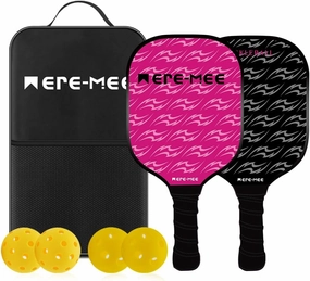 Pickleball Paddles Set of 2, Fiberglass Surface with Balls and Bag, Lightweight Pickleball Paddles for Men, Women, Kids, Adults