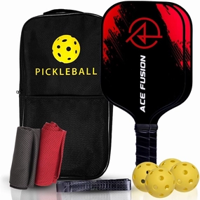 Pickleball Paddles Set of 2 with Premium Fiberglass Surface, 2 Pickleball Rackets, 4 Pickleballs,1 Portable Carry Bag, Pickle Ball Paddle Set ​for Beginners to Pros