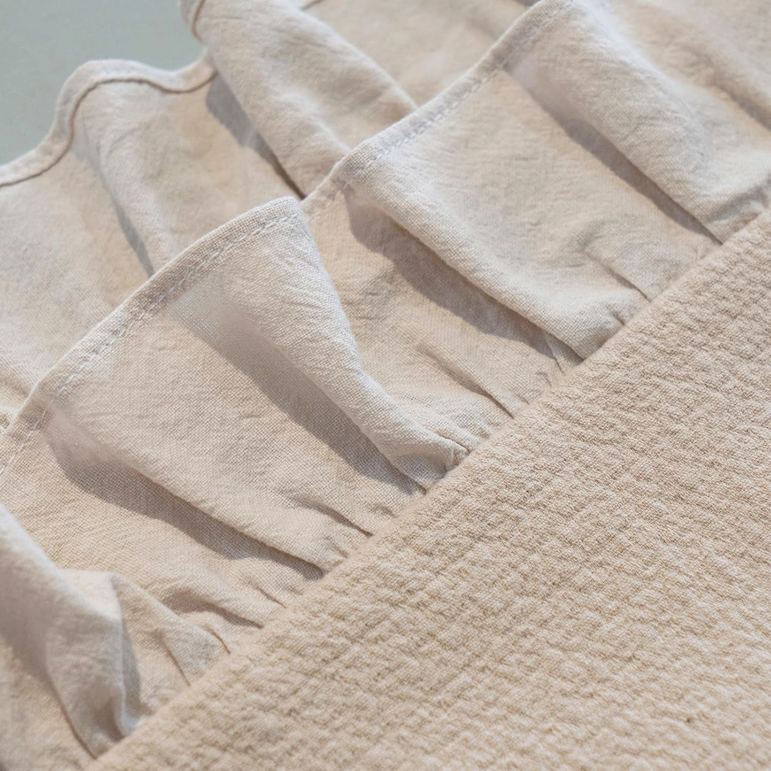 Pillow Shams Set of 2 Pure Cotton Champray Ruffled Edge,Thick and Solid Washed Dobby Heavy Fabric (Standard 20x26 inches)
