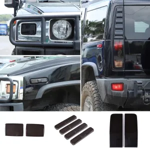 PIUGILH Front Turn Signal Light Taillight Cover Kit Guard Trim Compatible with Hummer H2 2003-2009, Smoked Black Shell Decorative Exterior Accessories Light Bezel Decor