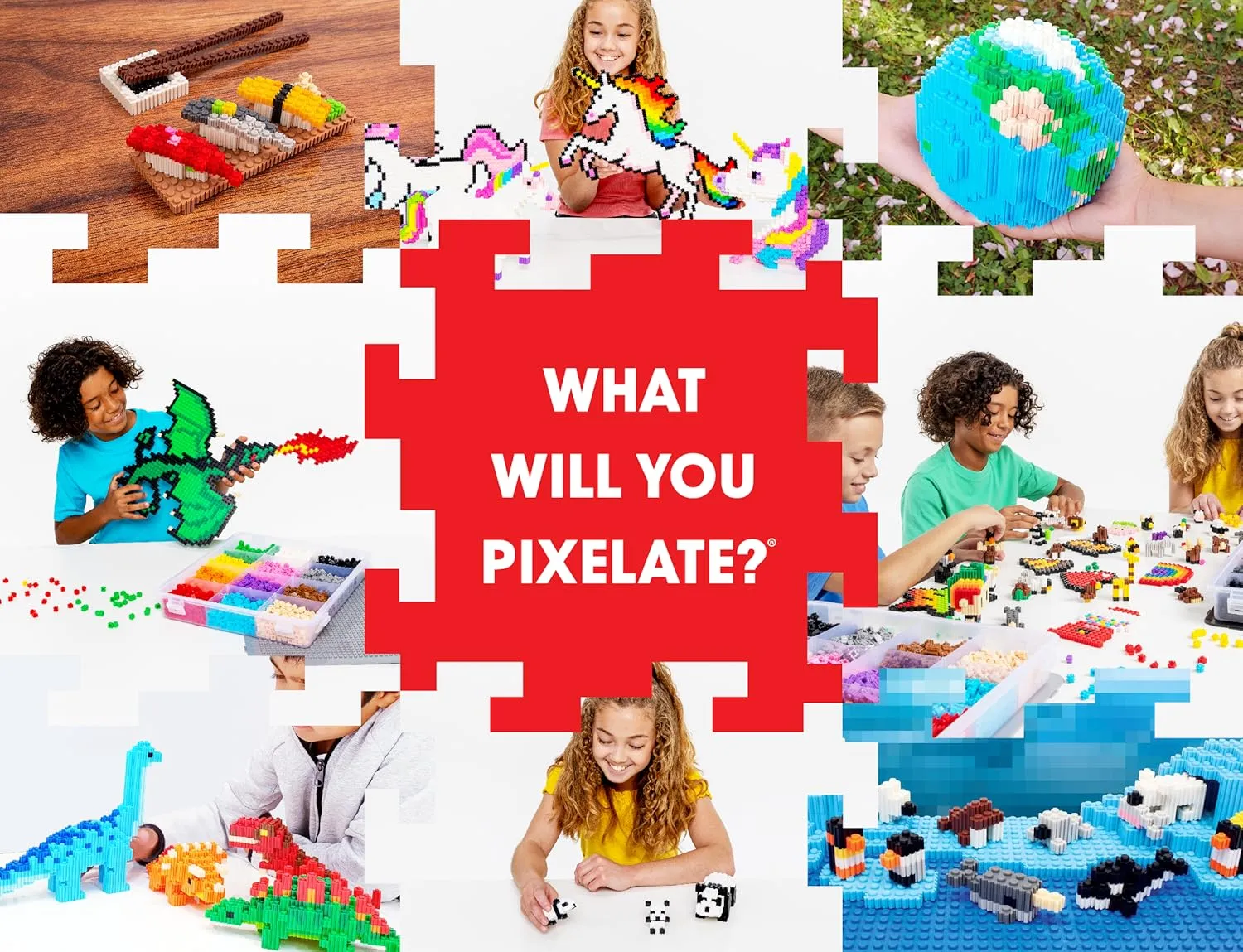Pix Brix Pixel Art Puzzle Bricks – 3,000 Piece Pixel Art Container, 12 Color Medium Palette – Interlocking Building Bricks, Create 2D and 3D Builds Without Water or Glue – Stem Toys, Ages 6 Plus