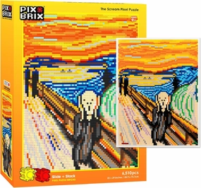 Pix Brix Pixel Art Puzzle Bricks - Pixel Puzzle of The Scream by Edvard Munch, 6,510 Pieces - Patented Colorful Slide   Stack Building Bricks to Recreate This Famous Painting, Builds Without Glue