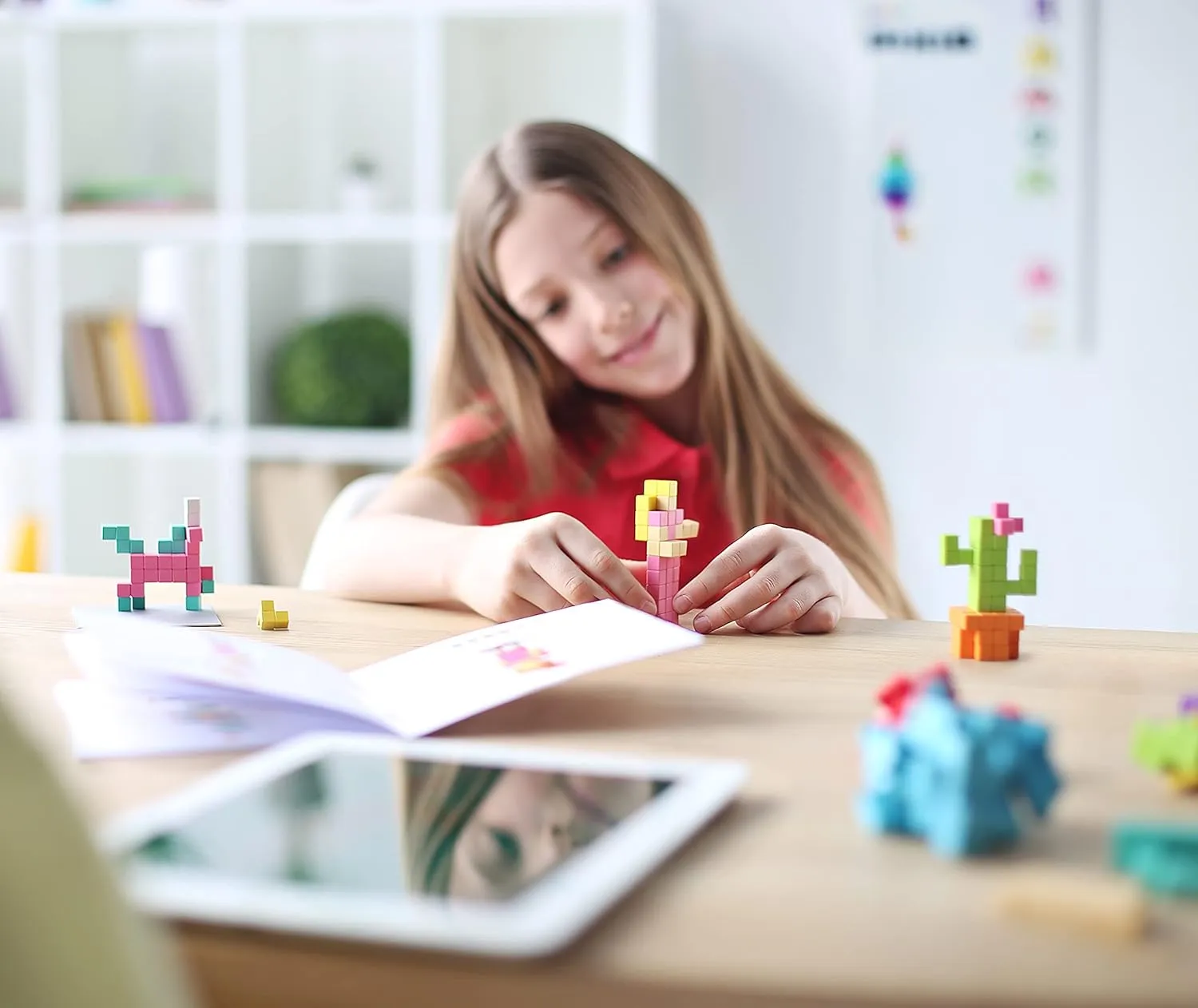PIXIO Lava - Tiny Magnetic Blocks Building Toy in The Pixel Art Style with Free App - 5/16" Plastic Cubes with 6 Magnets Inside - Open Ended Toy - Creativity Toy for Ages 6  - 60pcs