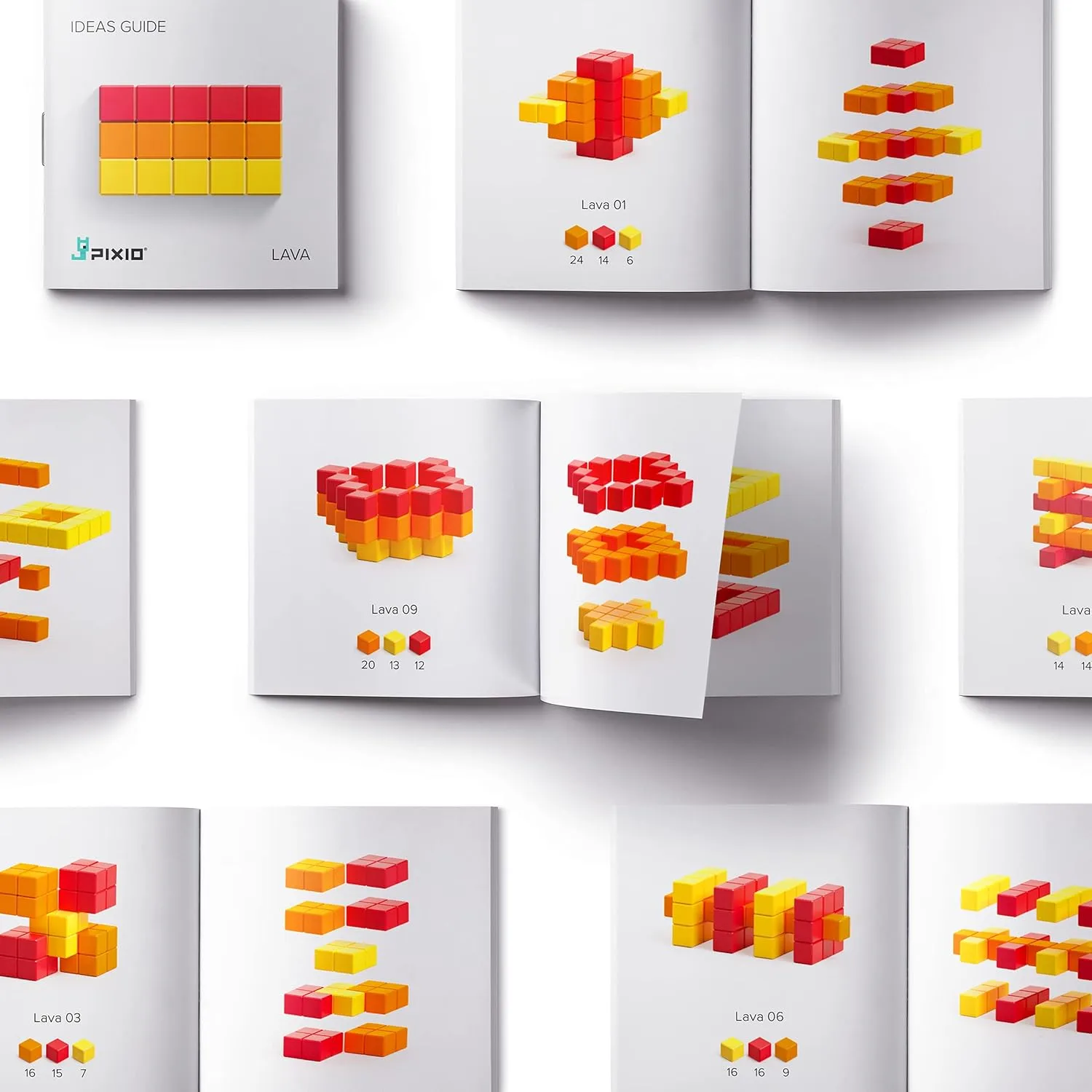 PIXIO Lava - Tiny Magnetic Blocks Building Toy in The Pixel Art Style with Free App - 5/16" Plastic Cubes with 6 Magnets Inside - Open Ended Toy - Creativity Toy for Ages 6  - 60pcs