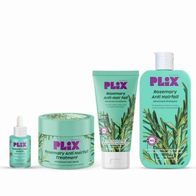 PL.IX - THE PLANT FIX | Rosemary Anti Hairfall Kit - Serum (30ml), Shampoo (200ml), Conditioner (175ml) & Hair Mask (200g) | For Hair Thinning, New Hair Growth & More Volume