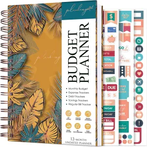 PLANBERRY Budget Planner – Undated Monthly Finance Organizer – Financial Spiral Notebook for Money Budgeting with Expense & Bill Tracker - 6.1x8.1″ Softcover (Golden Jungle)