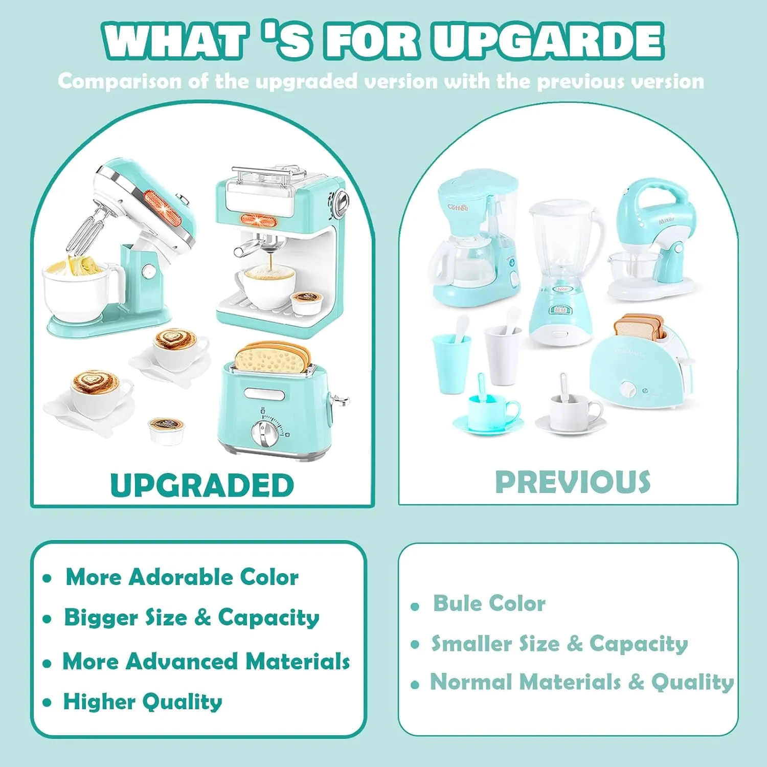Play Kitchen Appliances Toy Set, Pretend Play Kitchen Toys Kids Kitchen Accessories Playset with Coffee Maker, Mixer and Toaster for Kids Ages 3-5 4-8 Christmas Birthday Party Gift