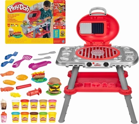 Play-Doh Sizzlin' Grill Playset with Lights & Sounds, 17 Accessories, BBQ Toys for Boys & Girls 3 , Play Food Arts & Crafts, Red