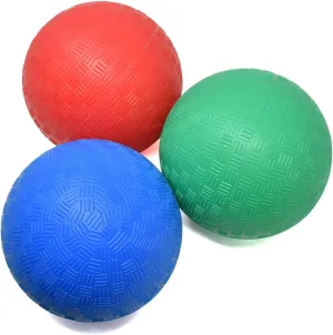 Playground Balls for Kids, 5 Inch Rubber Balls, Set of 3, Red Blue Green