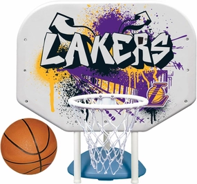Poolmaster NBA Graffiti Pro Rebounder Poolside Basketball Goal Set with Base, Backboard, Hoop, Net, and Ball