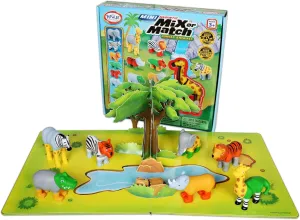 POPULAR PLAYTHINGS Mini Magnetic Mix or Match Animal Toys with Pop-up Playmat, Set of 7 - Jungle