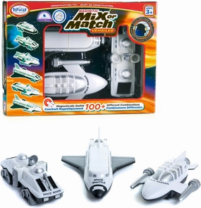 POPULAR PLAYTHINGS Magnetic Mix or Match Vehicles, Space, White, Standard