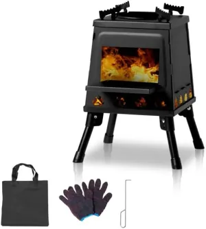 Portable Stainless Steel Wood Burning Camping Stove - Foldable Outdoor Stove for Camping, Hiking, Backpacking | High-Efficiency Eco-Friendly Design with Windproof & Carry Bag