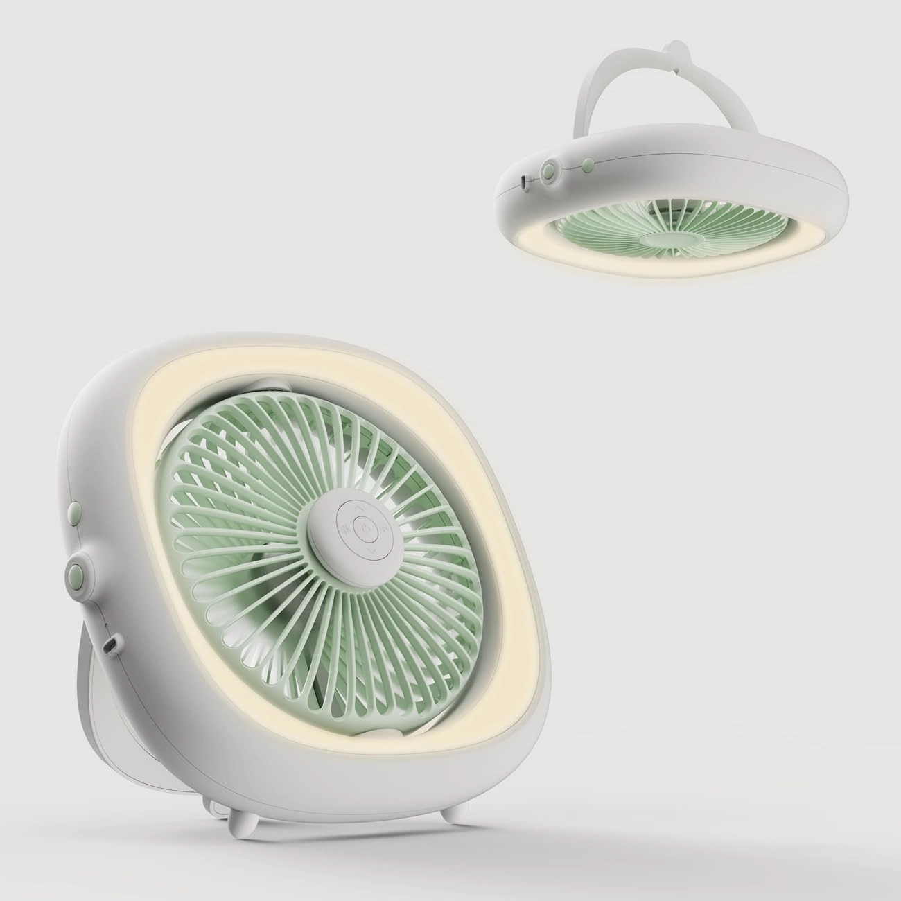 Portable Battery Powered Fan with Remote & Light, Camping Essentials Small Personal Oscillating Rechargeable Travel Fan for Outdoor,Tent,Picnic,Beach, Office