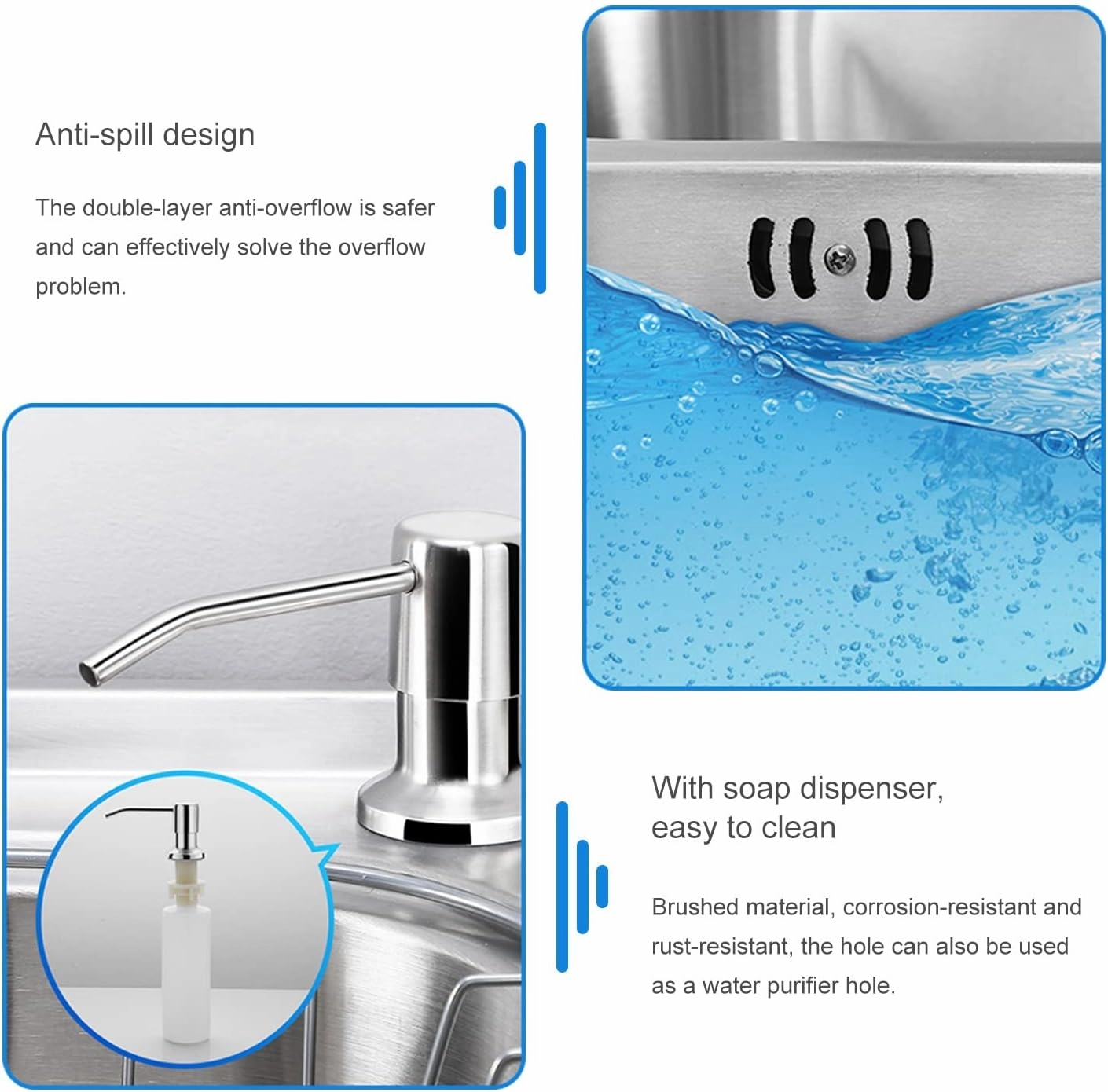 Portable Kitchen Sink Outdoor Camping Kitchen Station, Outdoor Garden Workstation sink, 304 Stainless Steel, w/Workbench & Storage, w/Faucet & Drainboard, Easy to Clean Surface (Size : 78 * 43cm)