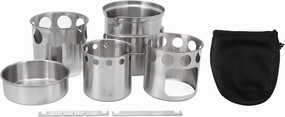 Portable Stainless Steel Camping Stove Cookware Set with Slip Stand and Windproof, Including Pot, Lid, and Firewood Tubes for Outdoor Camping, Hiking, and Backpacking