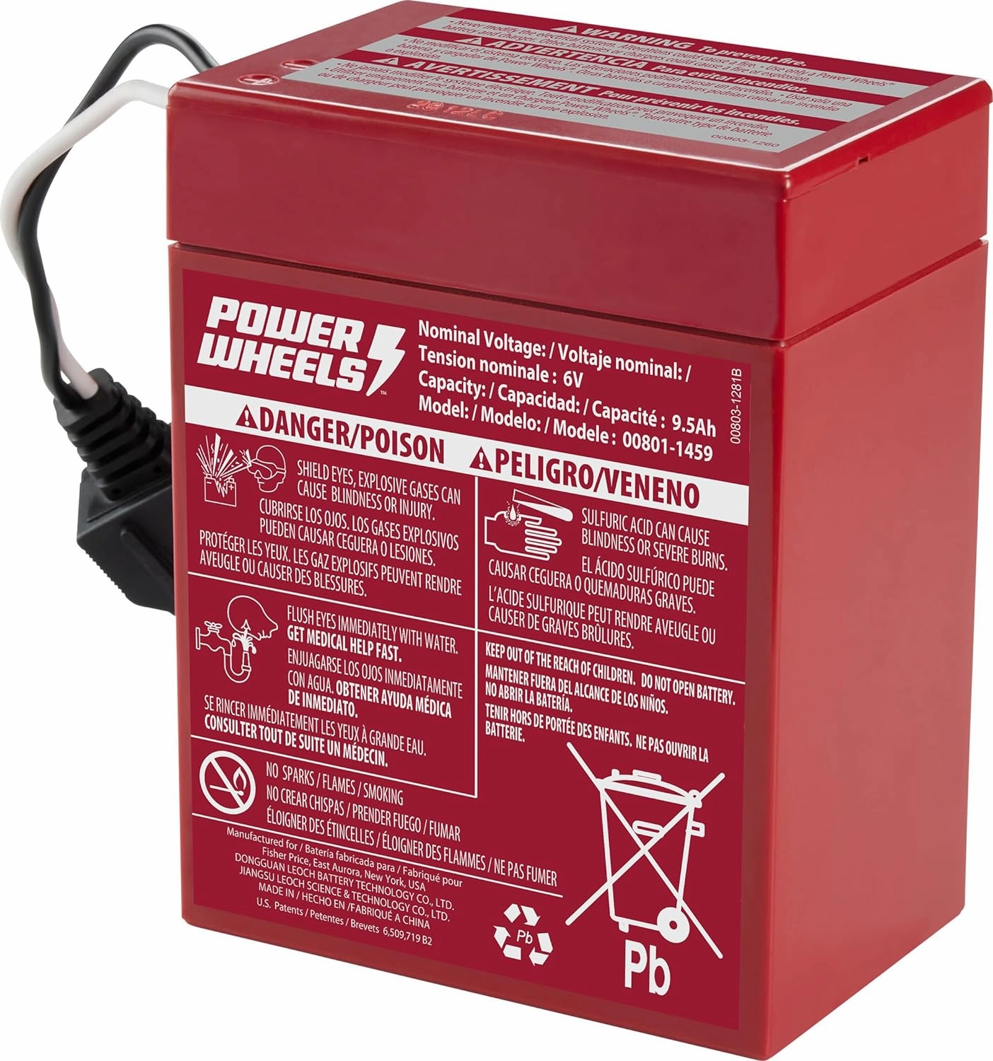 Power Wheels 6-Volt Red Rechargeable Replacement Battery for Fisher-Price Ride-On Preschool & Toddler Toy, Red
